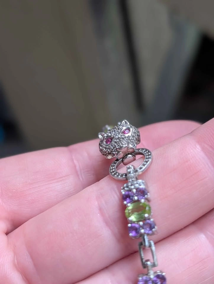 Panther Head Amethyst and Peridot Bracelet - photo 4