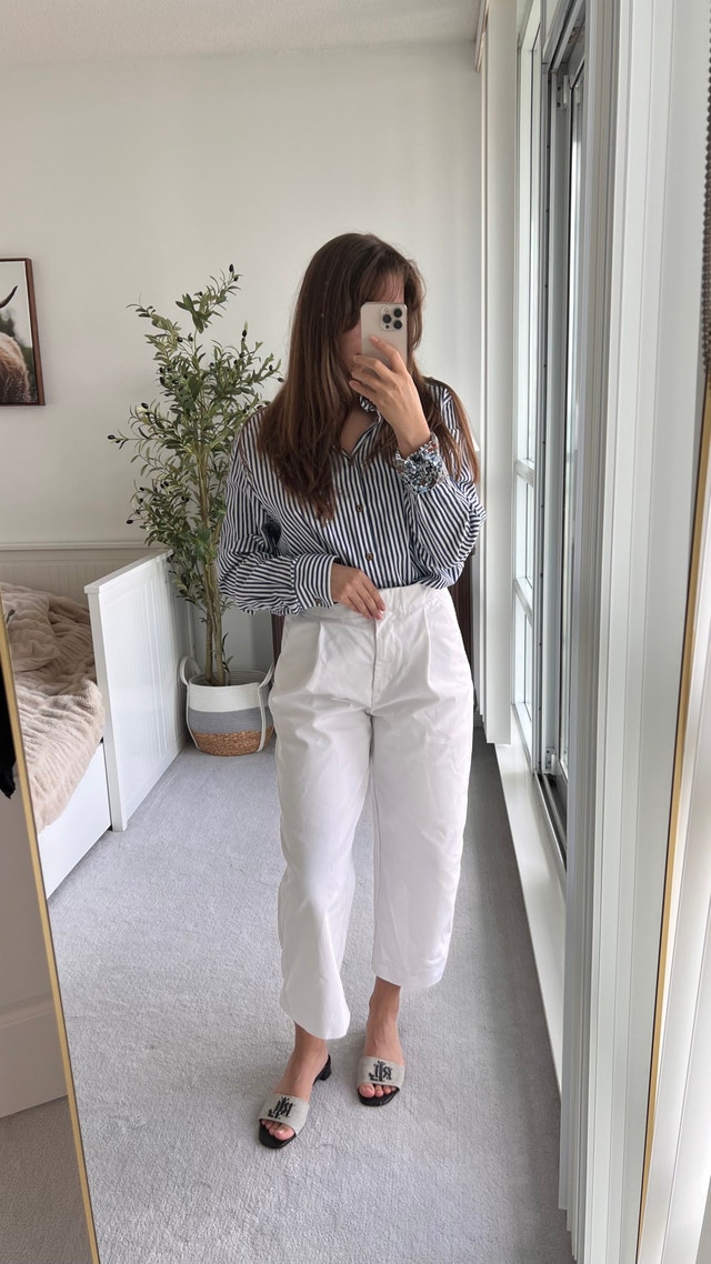 Banana Republic White High-Waisted Pants 100% Cotton