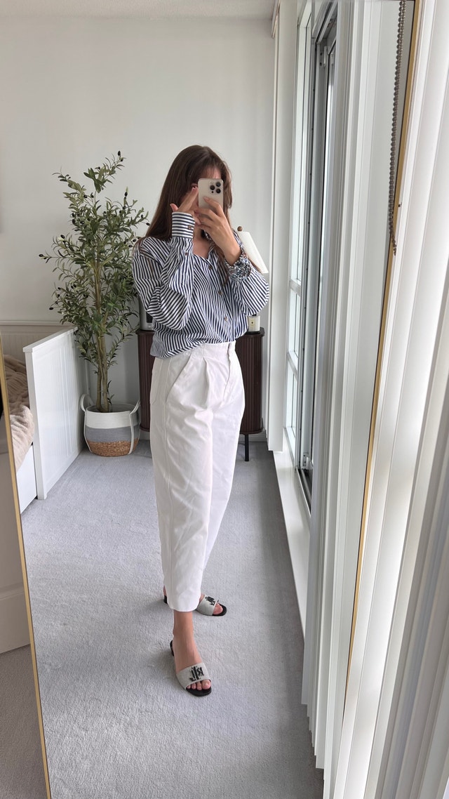 Banana Republic White High-Waisted Pants 100% Cotton - photo 3