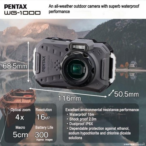 Pentax WG-1000 Gray Waterproof Digital Compact Camera (New In Bo - photo 4