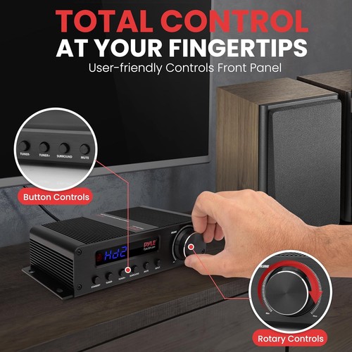 Pyle 100W Wireless Bluetooth Home Audio Amplifier 5-Channel Ster - photo 4