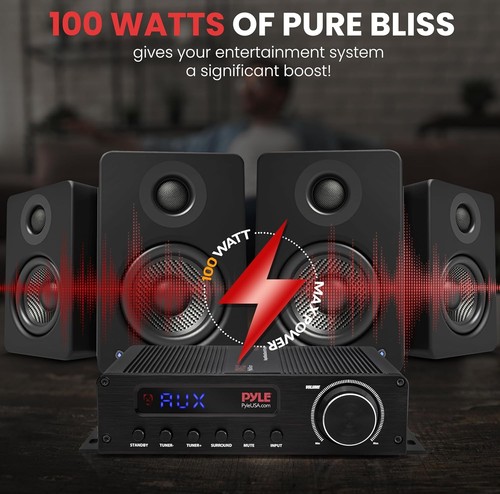 Pyle 100W Wireless Bluetooth Home Audio Amplifier 5-Channel Ster - photo 5
