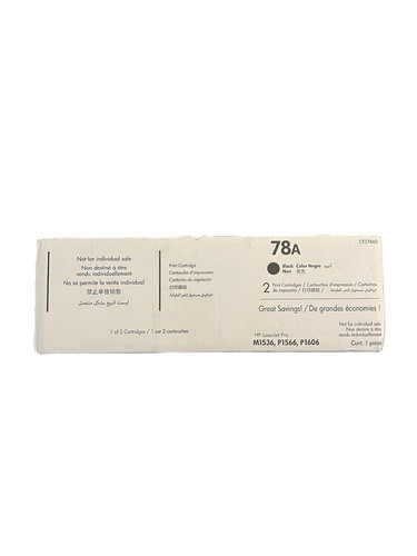 2 Genuine HP 78A Black Ink Cartridge Toner CE278AD - photo 3