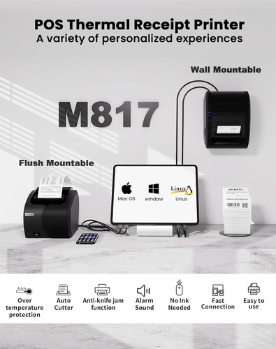 Vretti M817 Thermal Receipt Printer 80mm USB Serial LAN BNIB - photo 2