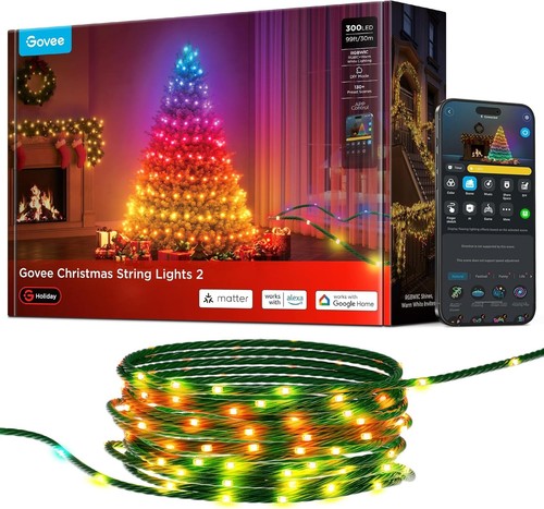 Govee Christmas Lights 2, RGBWIC 99FT 300LEDs Holiday Lights