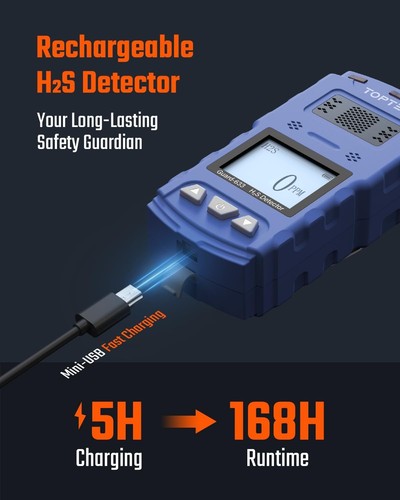TOPTES Guard-633 H2S Detector, H2S Monitor Clip On - photo 2
