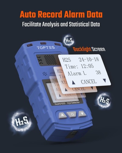 TOPTES Guard-633 H2S Detector, H2S Monitor Clip On - photo 3