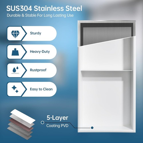 Dayone Stainless Steel Recessed Shower Niche 24" x 12" Cream - photo 3