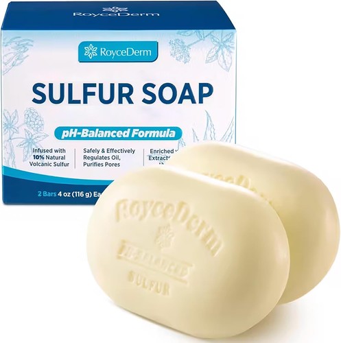 Roycederm Sulfur Soap for Acne Support 4oz 2 Bars Exp 02-28