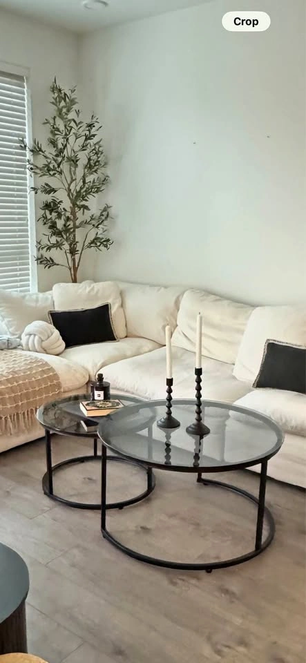 Modern Black Glass Nesting Coffee Tables – Like New