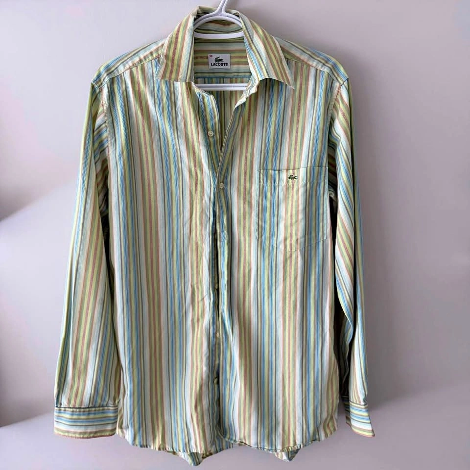 Colorful Striped Summer Lacoste Shirt Size Medium
