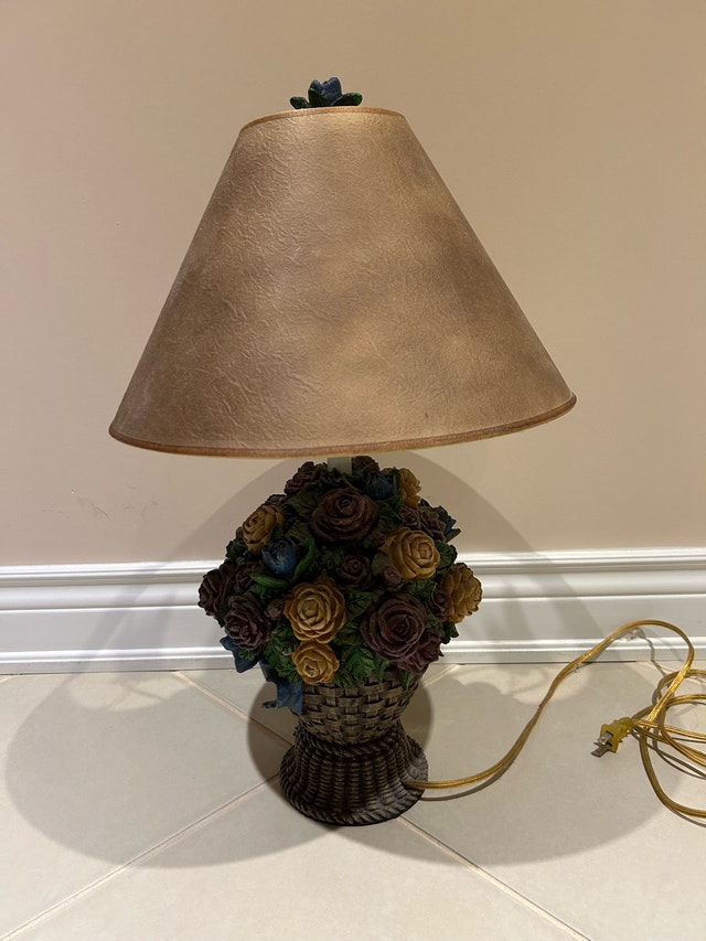 Vintage Floral Basket Table Lamp – Bombay