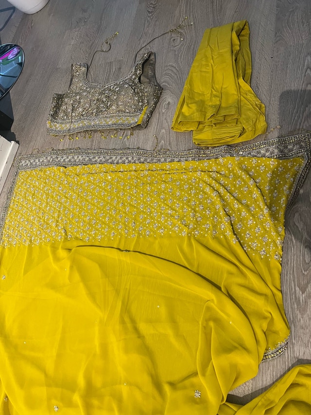 Chartreuse Yellow-Green Heavy Silver Sequin Lehenga Choli Set