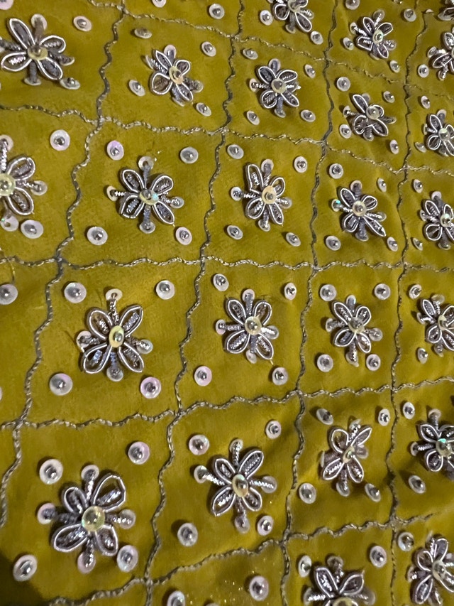 Chartreuse Yellow-Green Heavy Silver Sequin Lehenga Choli Set - photo 3