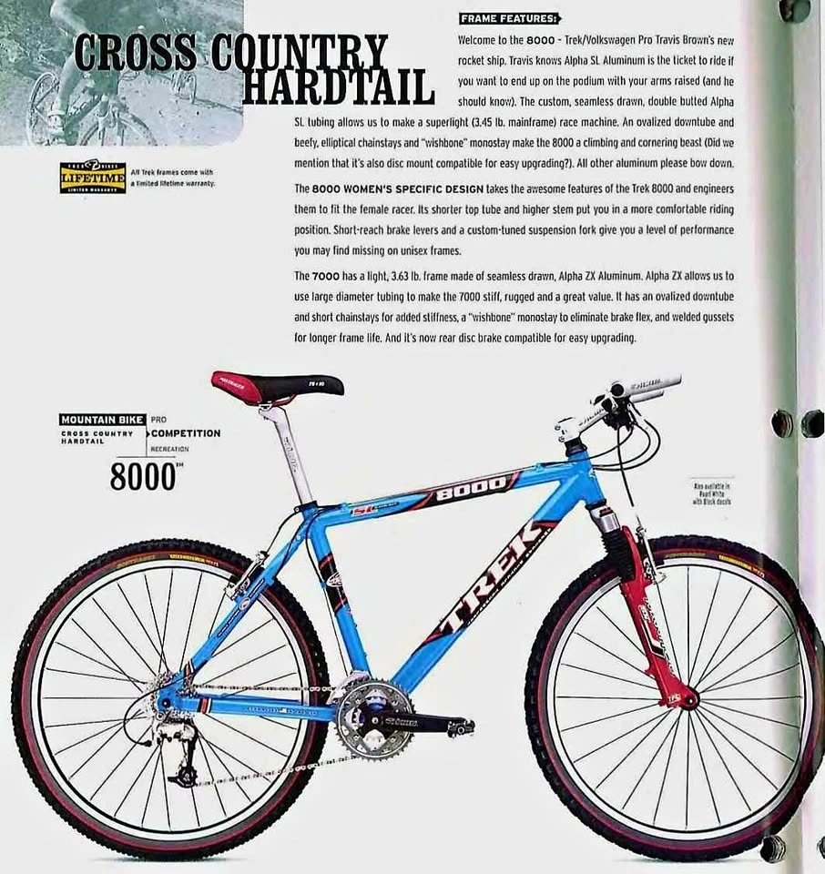 Vintage 1999 Trek 8000 18" mountain bike frameset Manitou fork