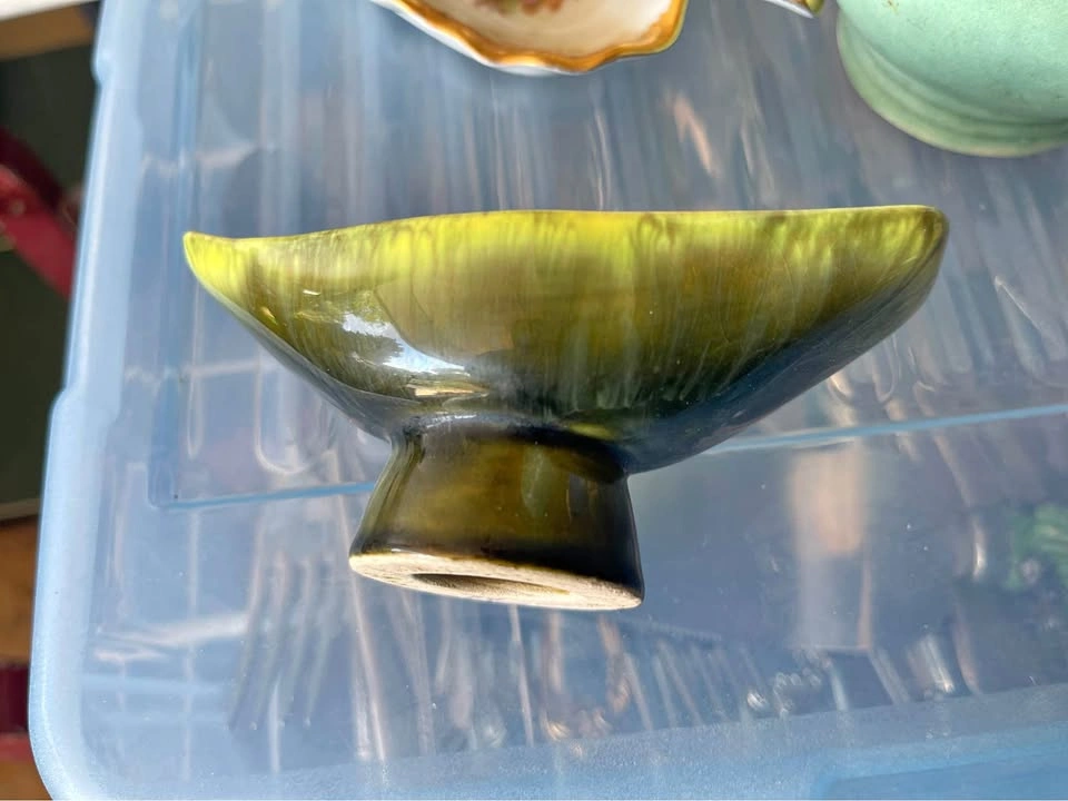 Vintage Pine Ridge Pottery - Green Trinket Holder