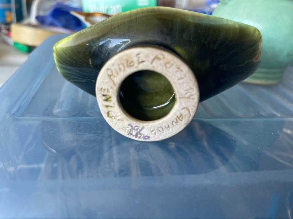 Vintage Pine Ridge Pottery - Green Trinket Holder - photo 2