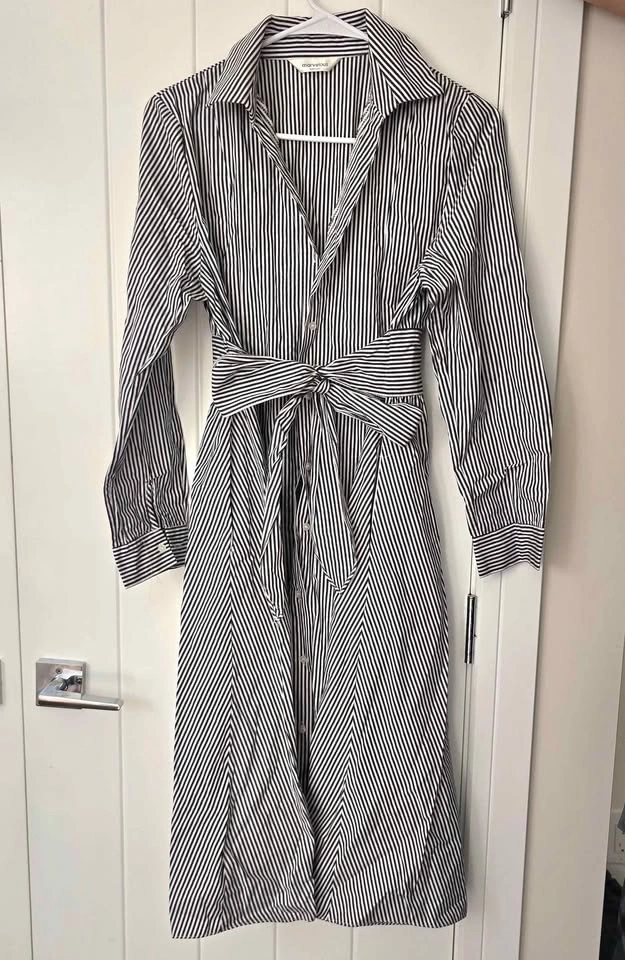 Black and white striped shirt dress - photo 3