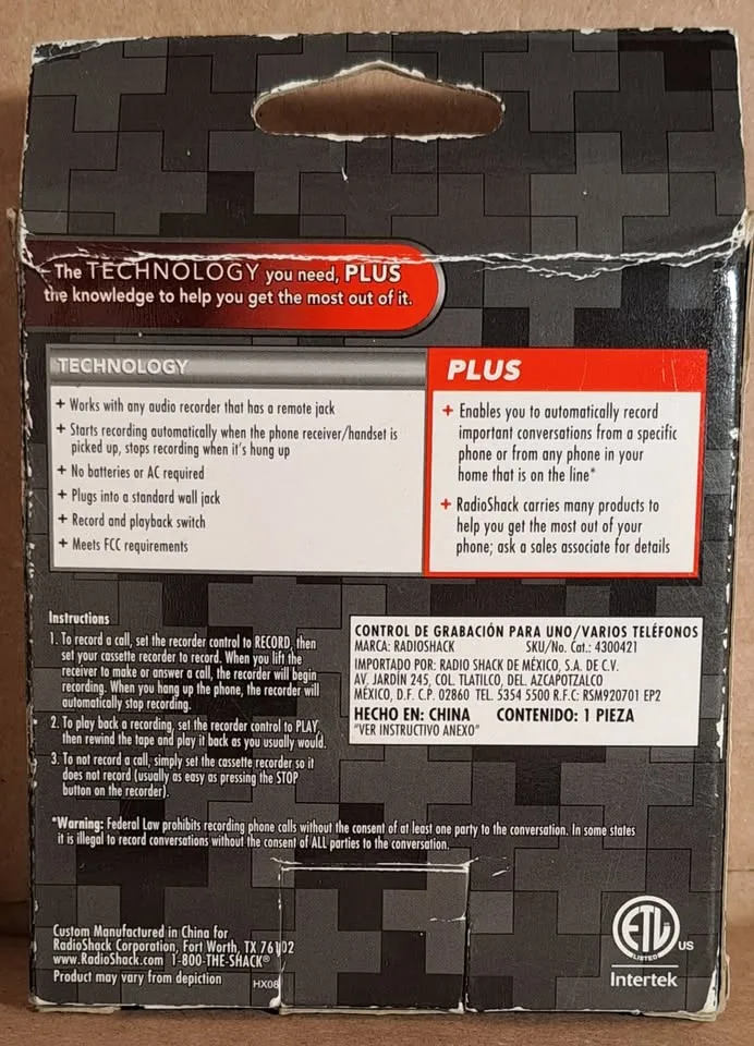 Telephone Recording Control from Radio Shack image indicator(3)