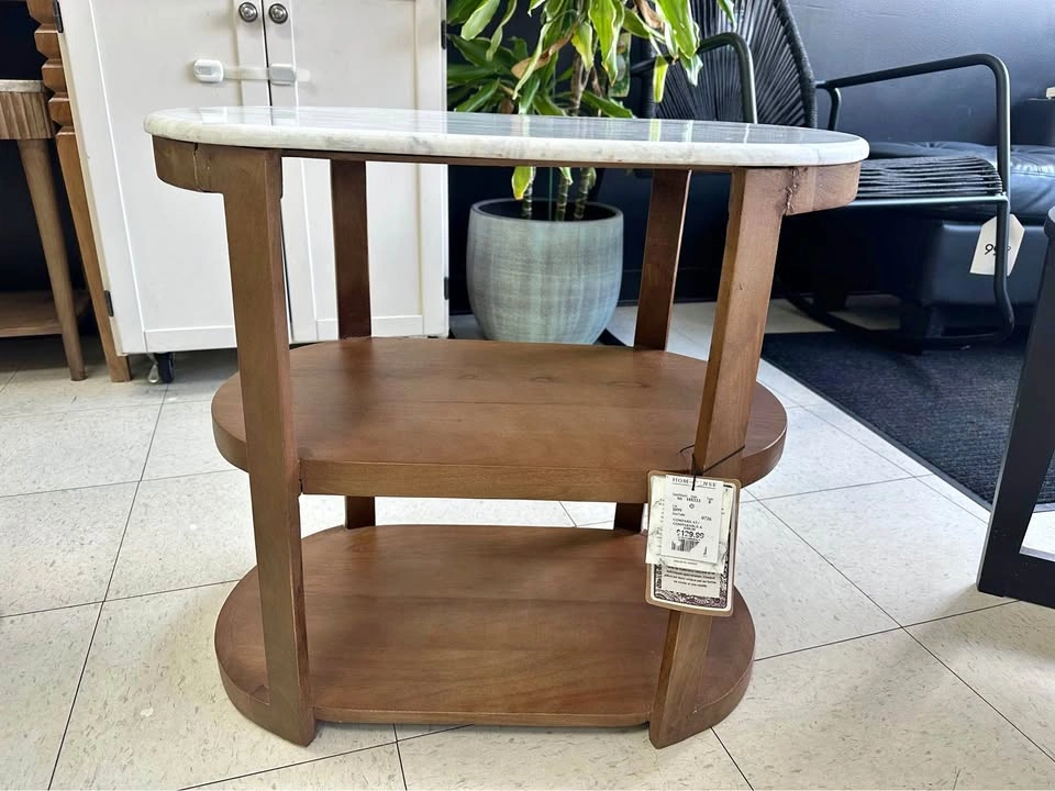Marble Top Side Table with Shelves