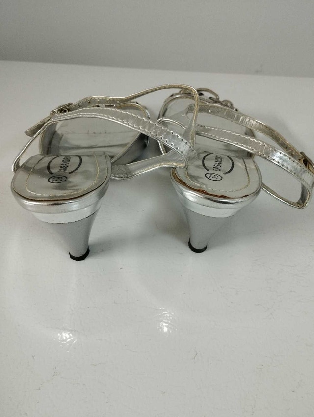 used silver wedding sandals size 39 - photo 2