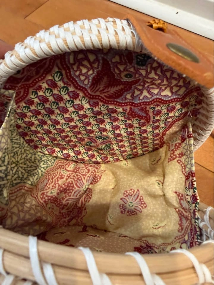 Round Woven Rattan Crossbody Bag - photo 2