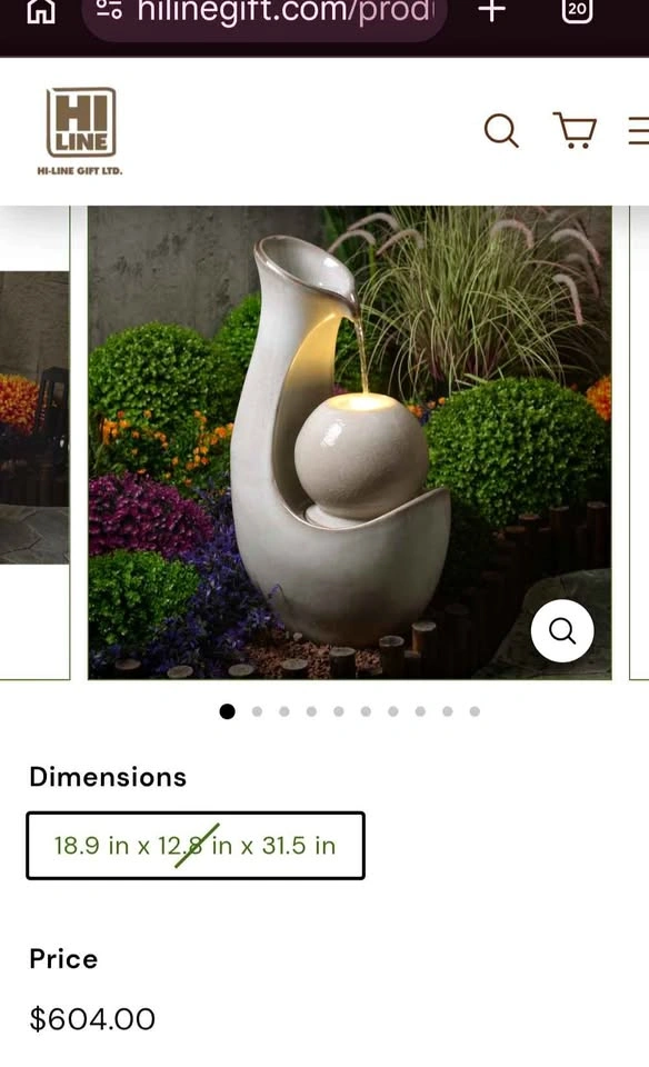 Ceramic fountain with lights