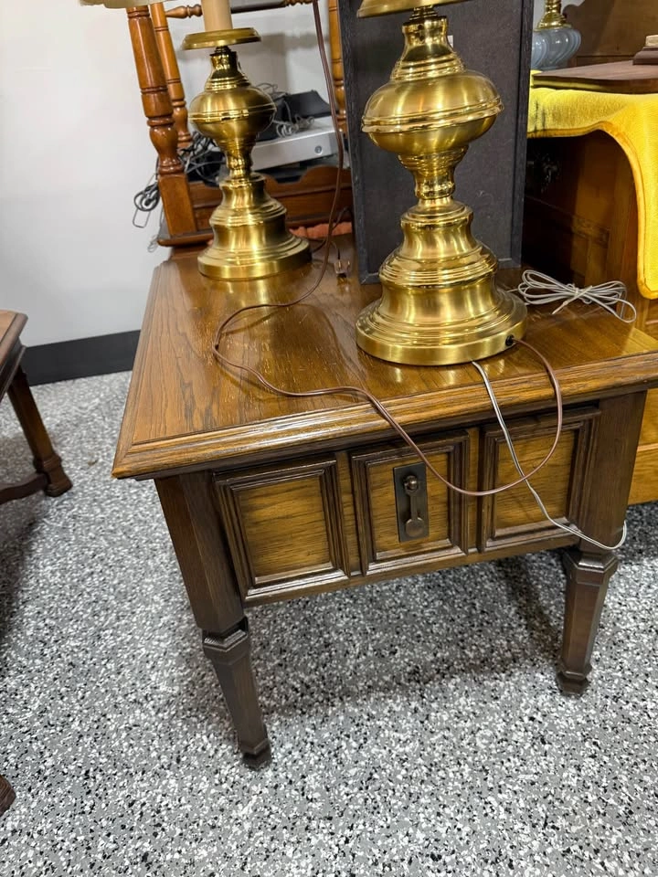 Vintage Wood End Table Set - Hexagonal and Rectangular - photo 2