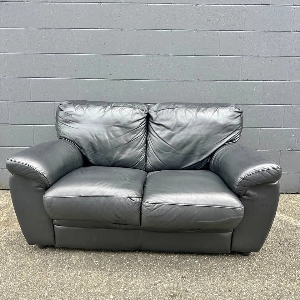 Black Leather Love Seat