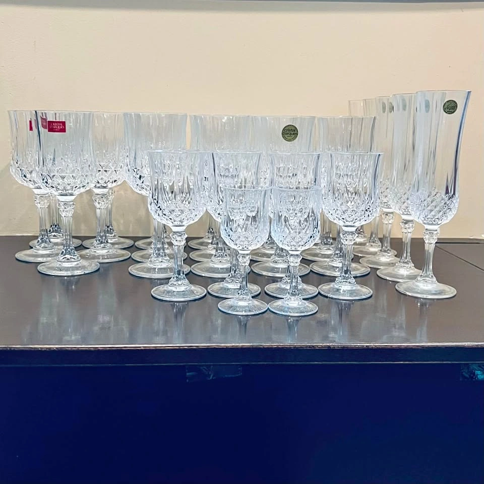 Longchamp Crystal Wine Glasses / Cristal D'Arques France