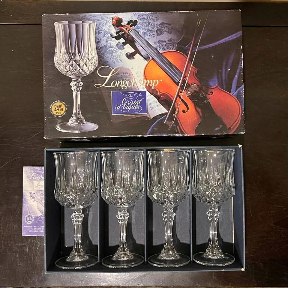Set of 4 Longchamp Crystal Wine Glasses