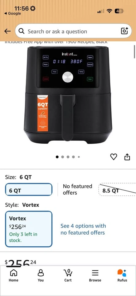 Black Instant Vortex 6QT Air Fryer - photo 2