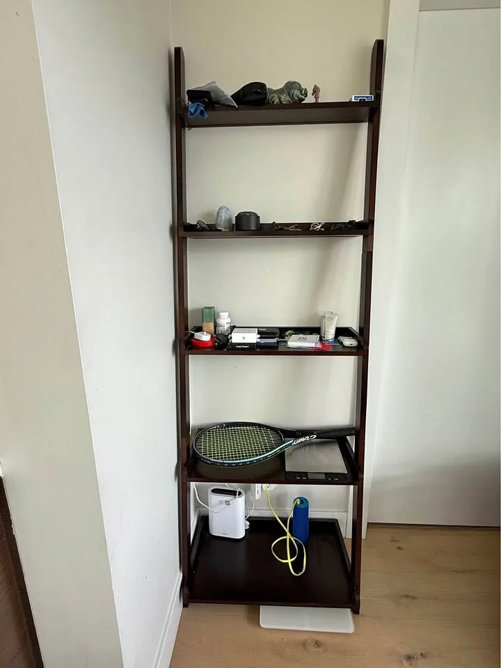 Dark Wood 5-Tier Ladder Bookshelf