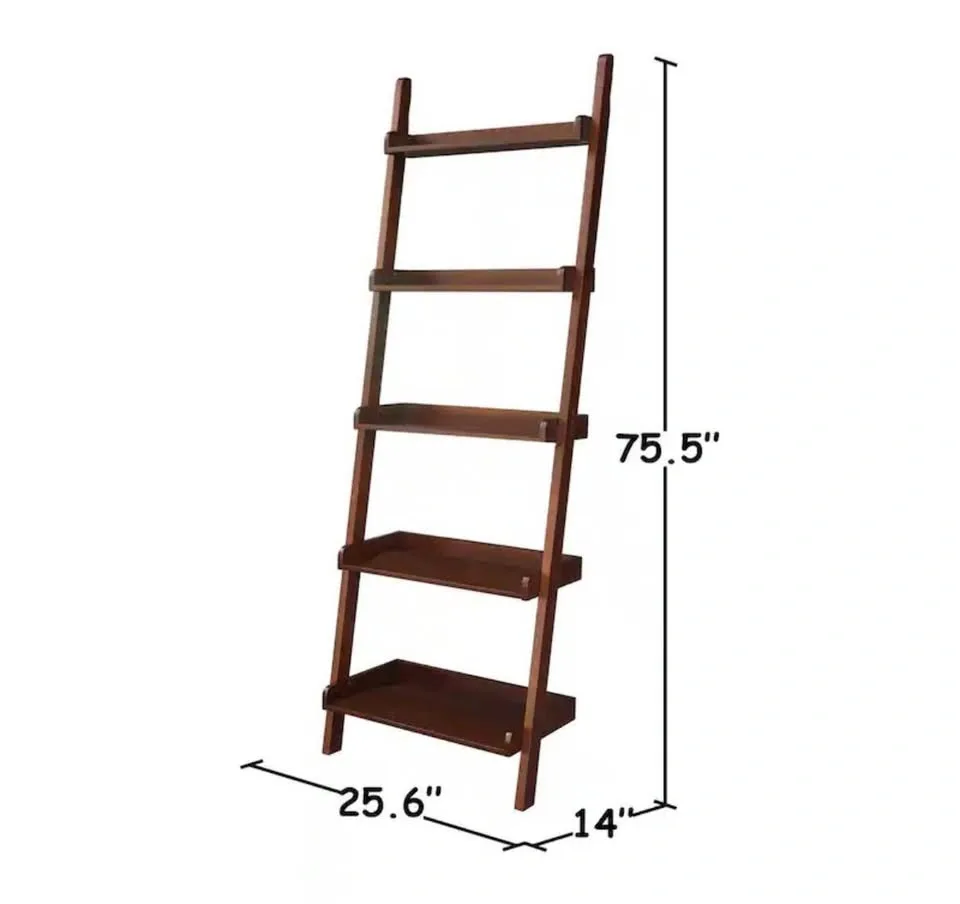Dark Wood 5-Tier Ladder Bookshelf - photo 2