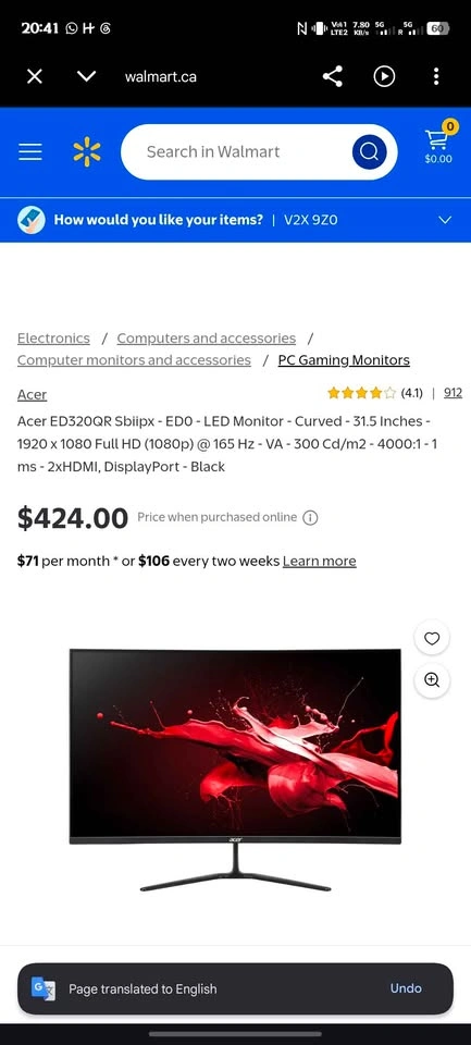 Acer 32" Sbiipx Curved Gaming Monitor | 165Hz | 1ms - photo 2