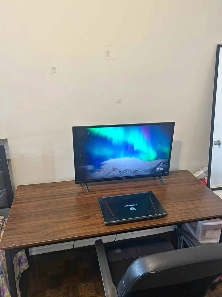 55-inch Home Office Desk/Computer Table, Dark Wood Color