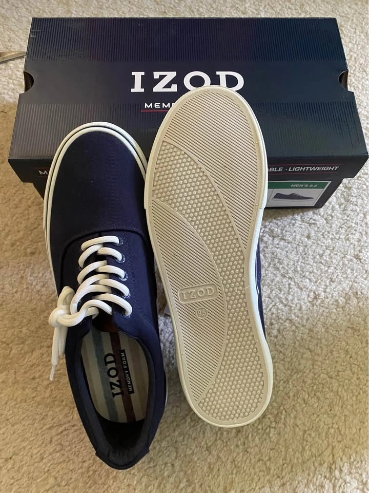 IZOD blue canvas sneakers with memory foam, size 9.5 - photo 2