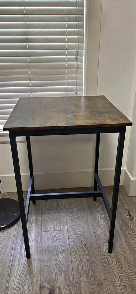Modern Pub Height Table – Rustic Brown & Black – $60