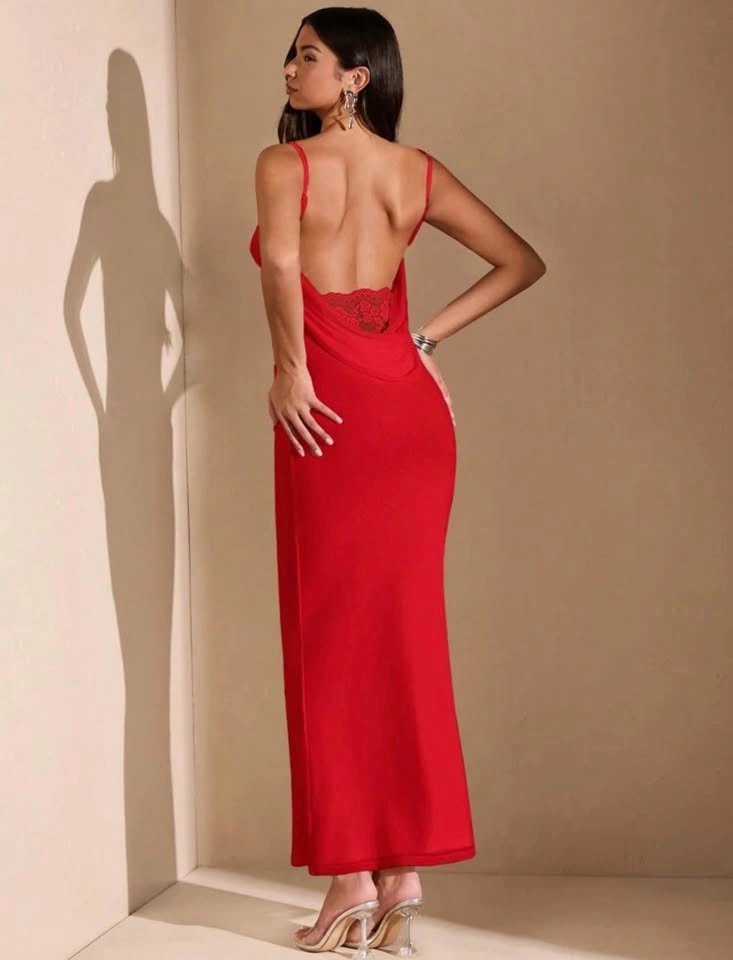 Red Cowl Neck Maxi Dress - photo 2
