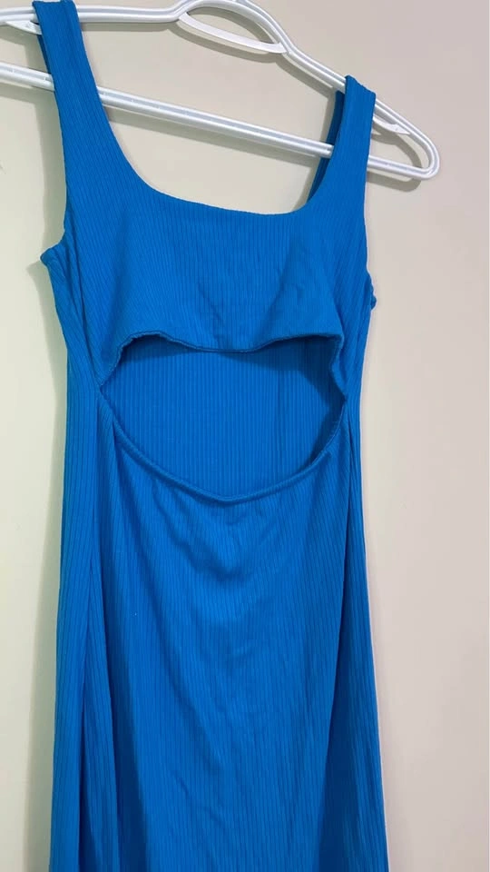 Forever 21 Blue Ribbed Cutout Front Midi Dress - photo 2