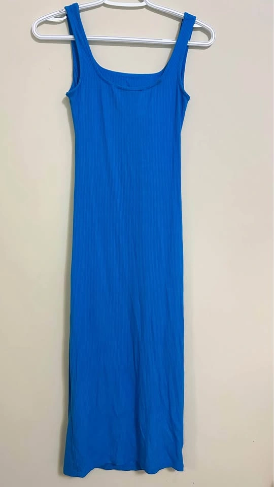Forever 21 Blue Ribbed Cutout Front Midi Dress - photo 3
