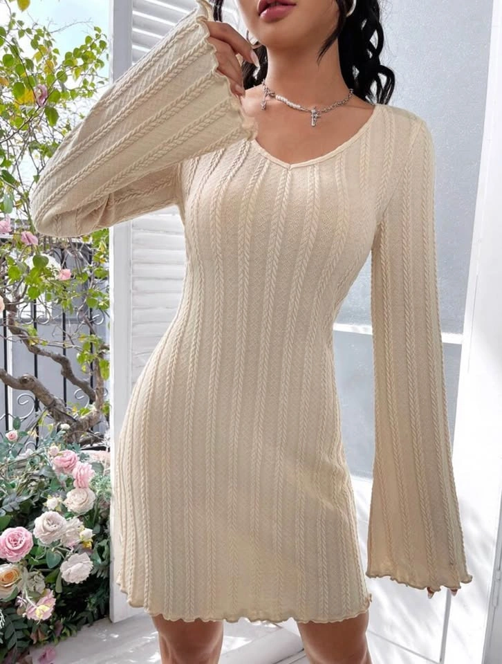 Cable Knit Long Sleeve Mini Dress