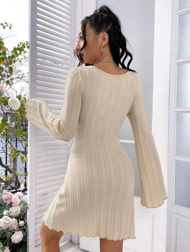 Cable Knit Long Sleeve Mini Dress - photo 2