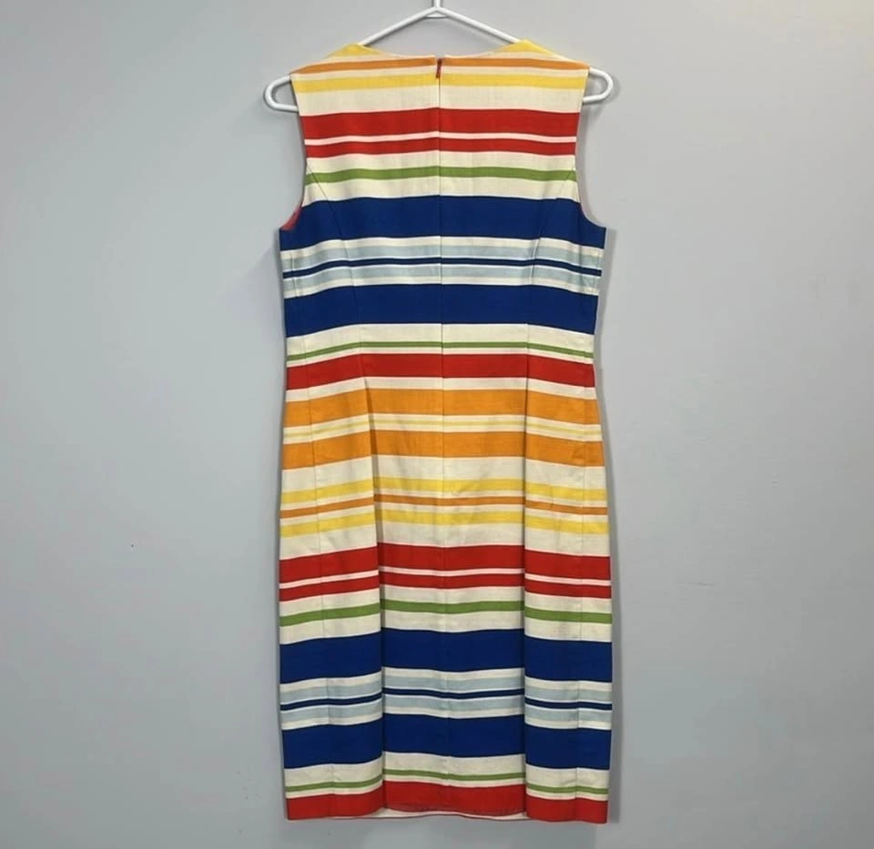 Anthropologie Tabitha Embroidered Cotton Striped Sheath Dress - photo 3