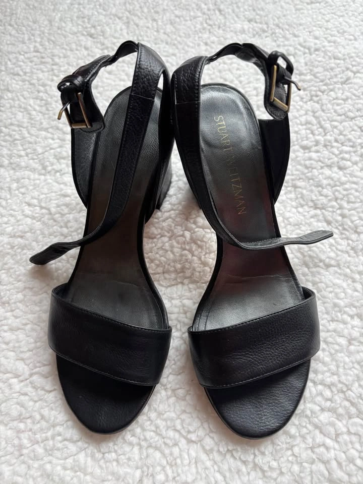 Stuart Weitzman Black Ankle-Strap Block Heel Sandals 7.5M - photo 3