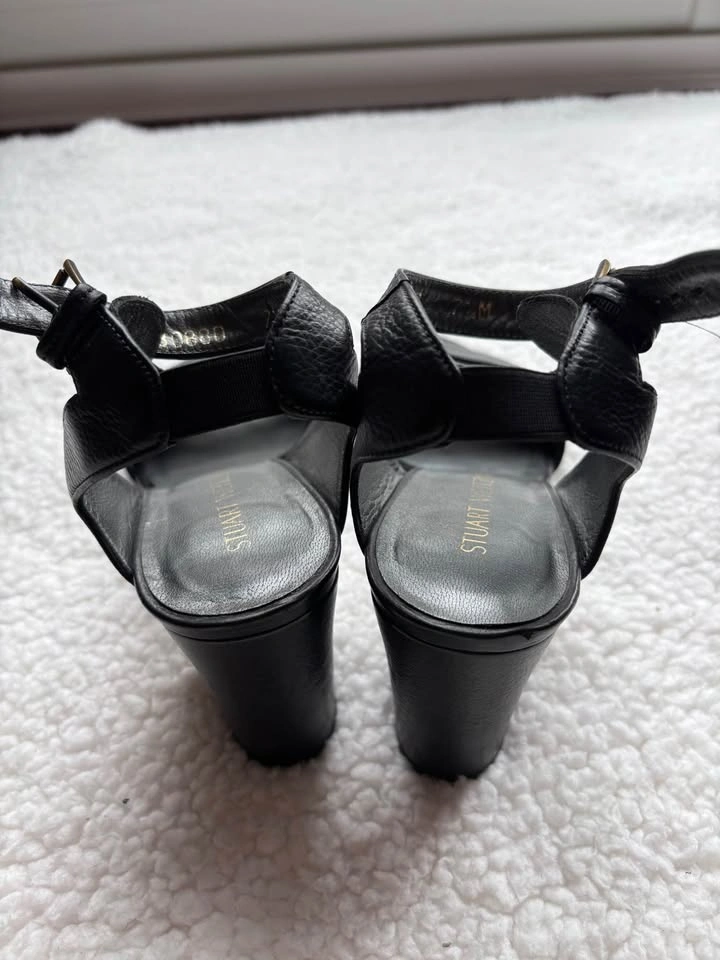 Stuart Weitzman Black Ankle-Strap Block Heel Sandals 7.5M - photo 4