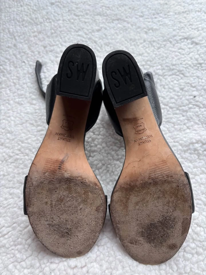 Stuart Weitzman Black Ankle-Strap Block Heel Sandals 7.5M - photo 5