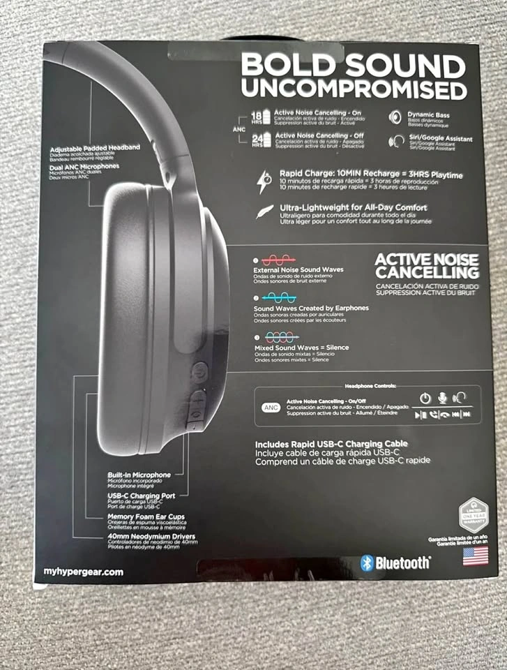 HyperGear Stealth2 ANC Wireless Headphones