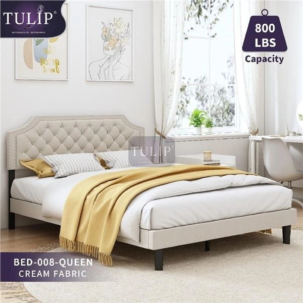 Tulip BED-009 Queen Bed Frame in Dark Grey Fabric - photo 2