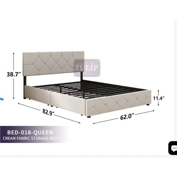Tulip BED-009 Queen Bed Frame in Dark Grey Fabric - photo 3